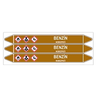 Značení potrubí, benzín,3 ks, 355 × 37 mm
